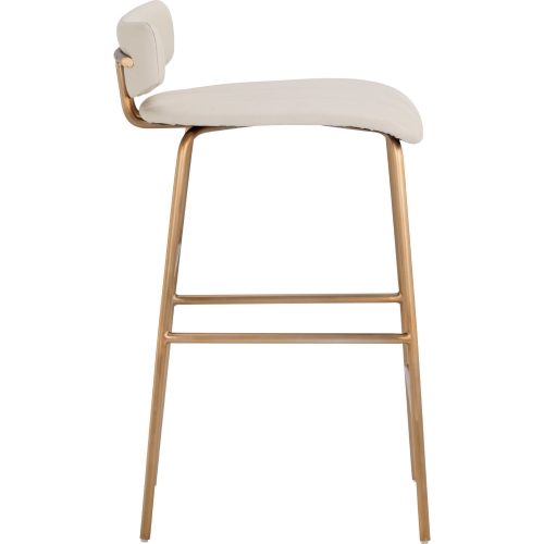 Lorelei Counter Stool in Cream Leatherette & Gold Steel